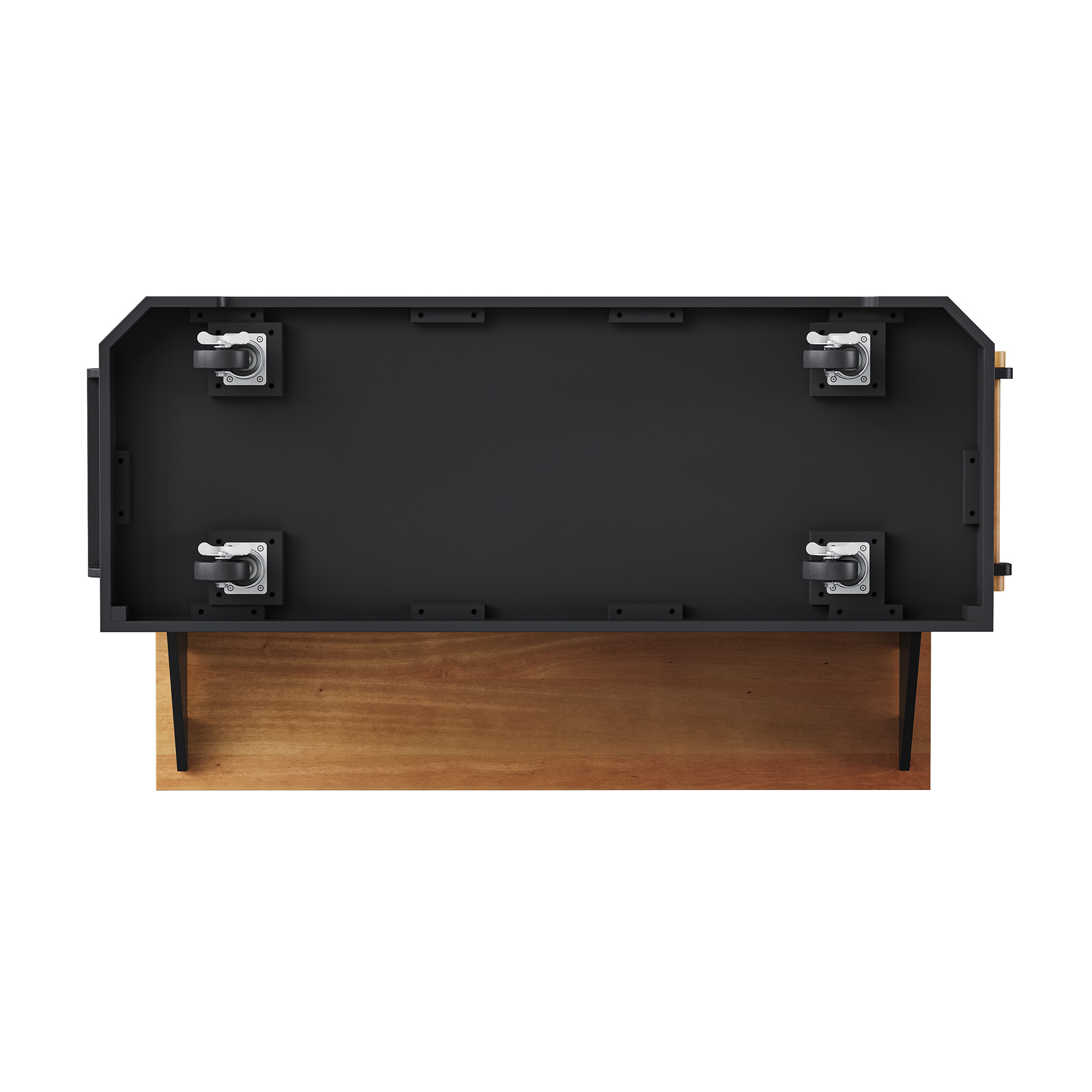 K&K Kitchen Island Rubber Wood Veneer Black