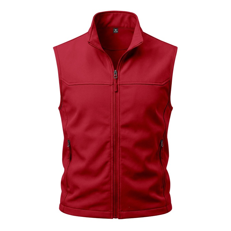 Mens Utility Vest Stand-collar Zippered