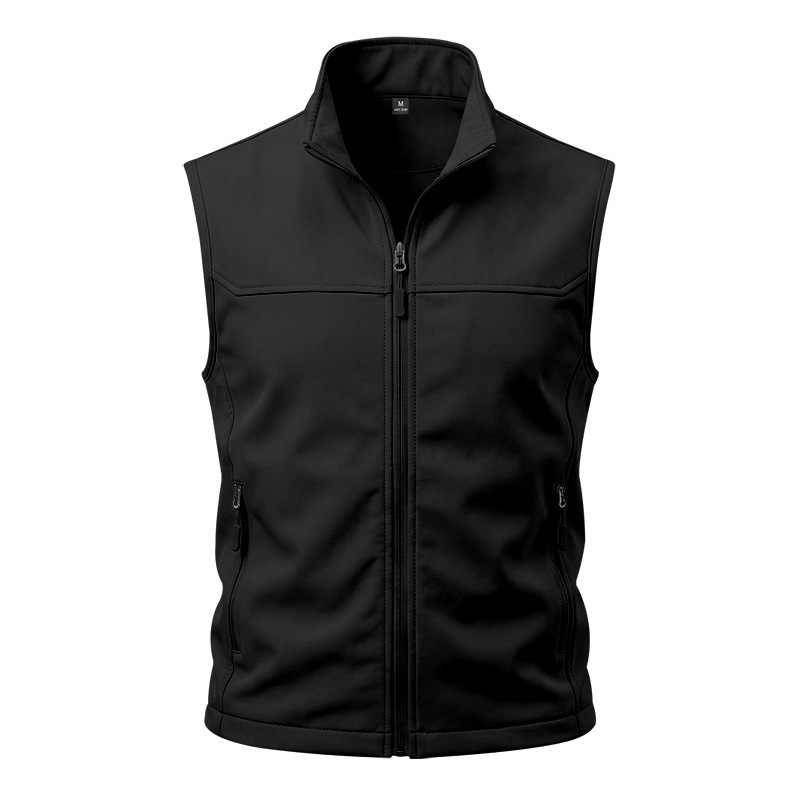 Mens Utility Vest Stand-collar Zippered