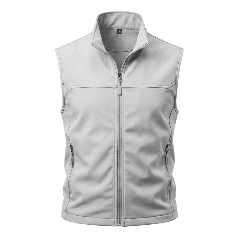 Mens Utility Vest Stand-collar Zippered