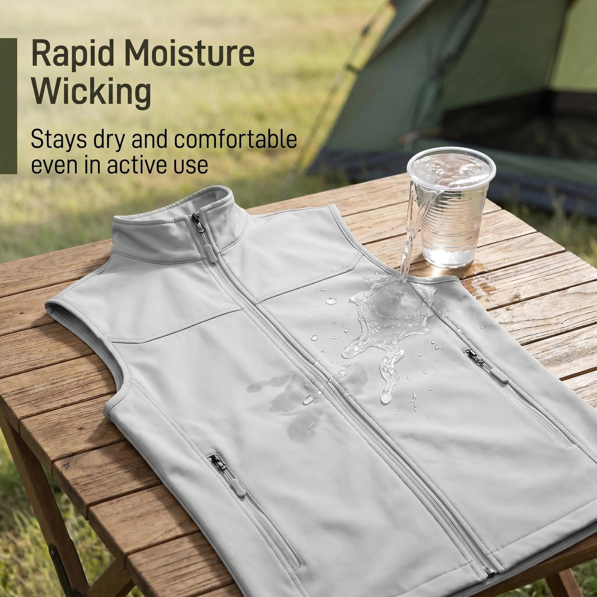 Mens Utility Vest Stand-collar Zippered