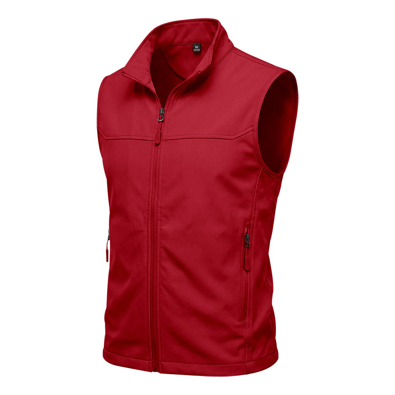 Mens Utility Vest Stand-collar Zippered