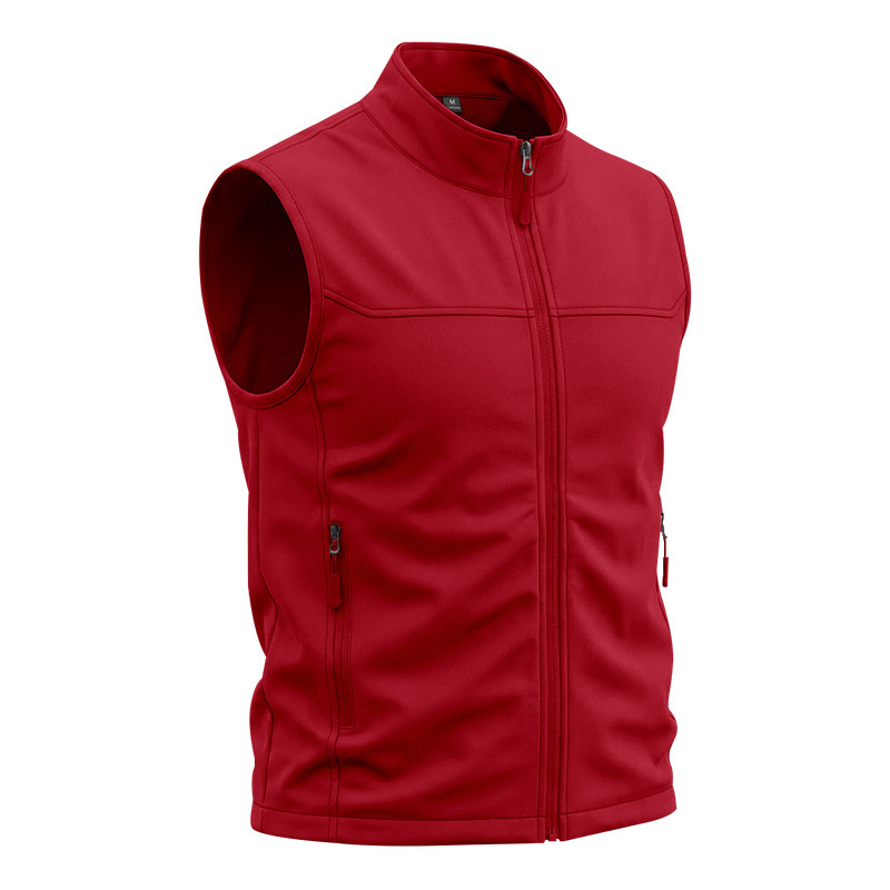 Mens Utility Vest Stand-collar Zippered