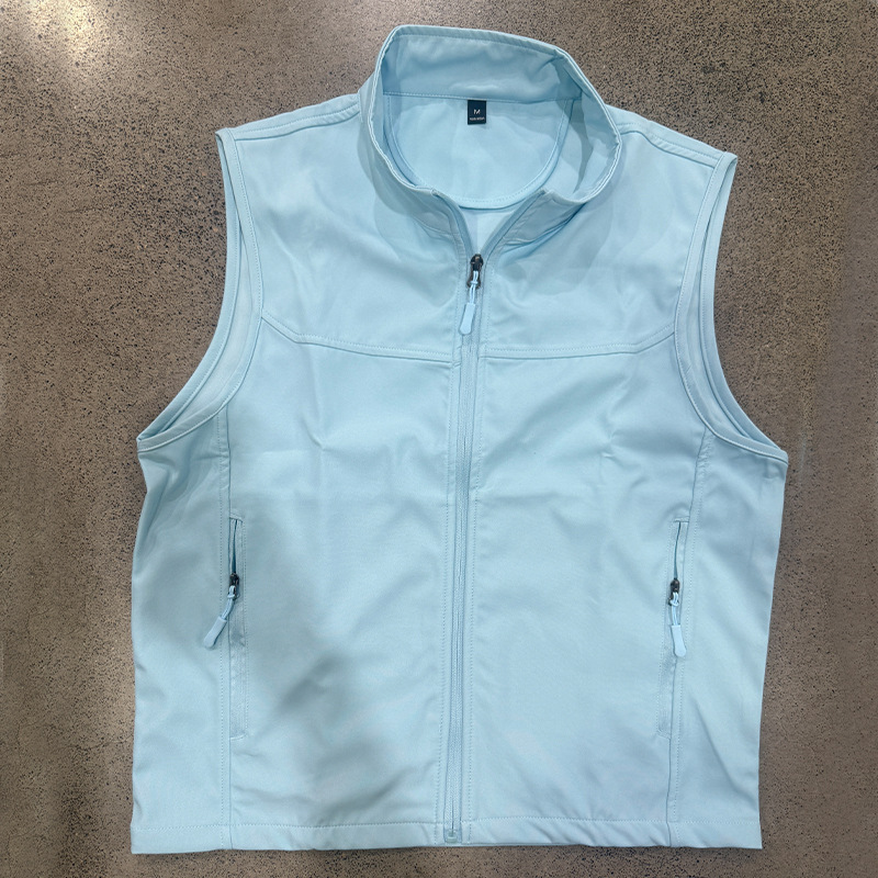 Mens Utility Vest Stand-collar Zippered