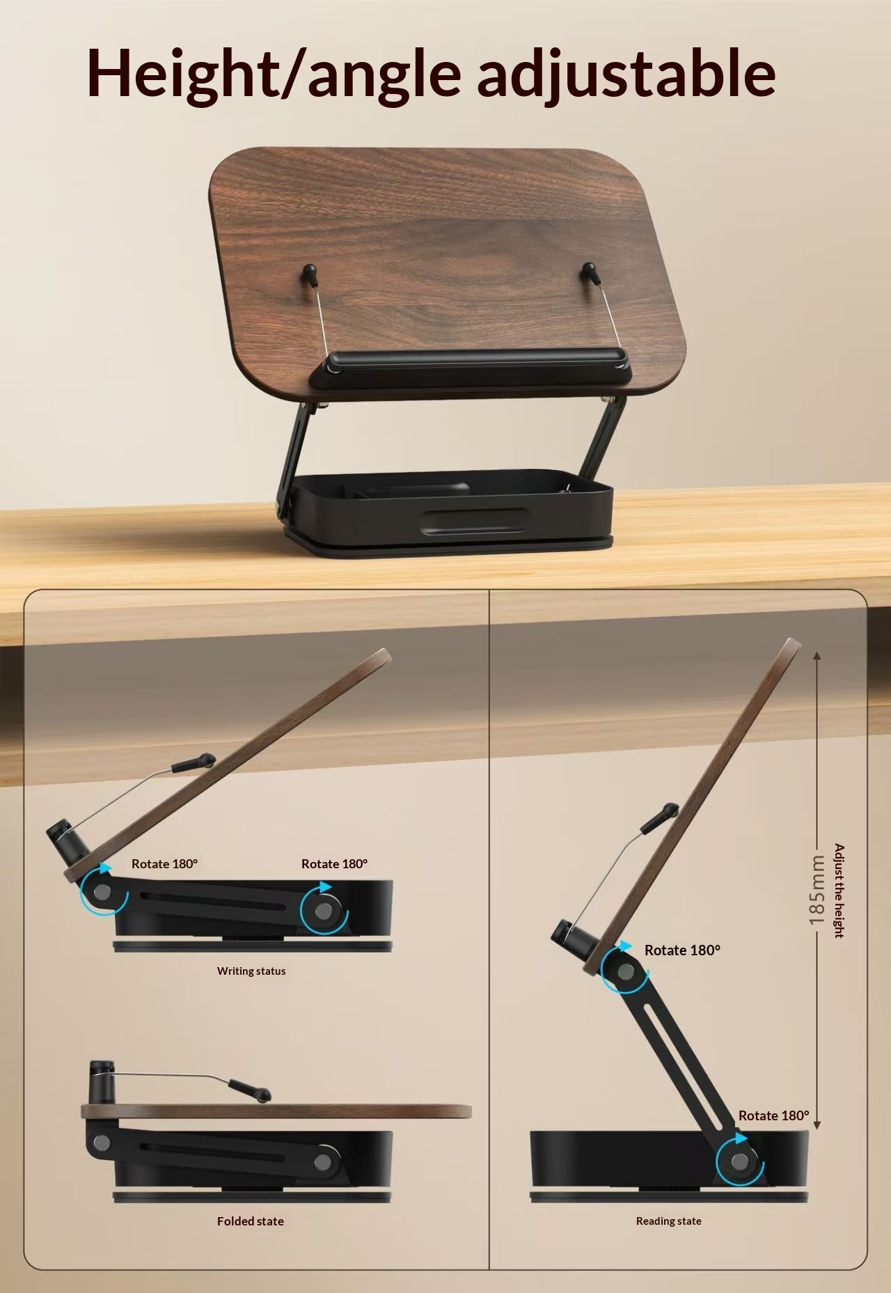 Wooden Tablet Desk Stand Adjustable