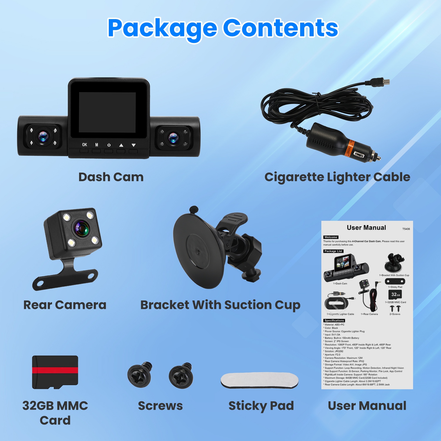 360 Degree View FHD 4 Channel Dash Cam