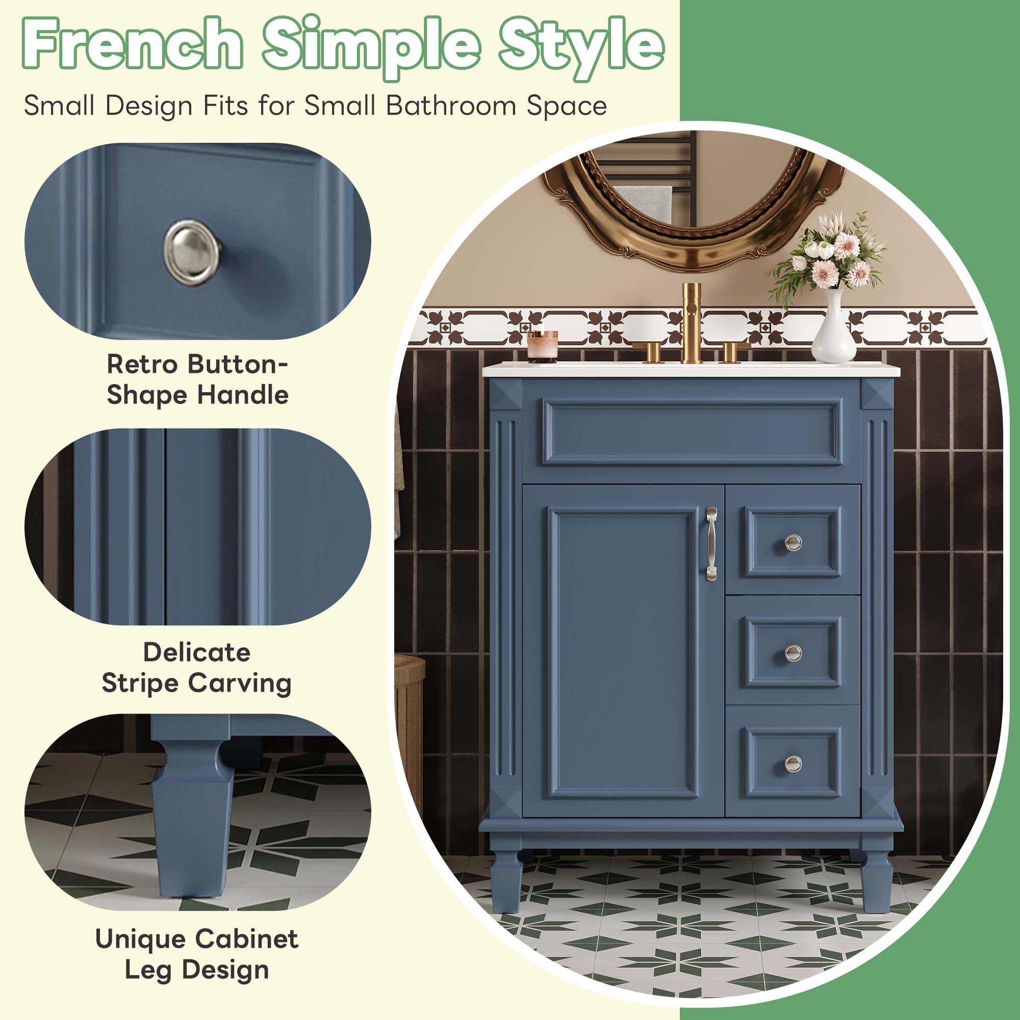 24 Bathroom Vanity Ceramic Sink