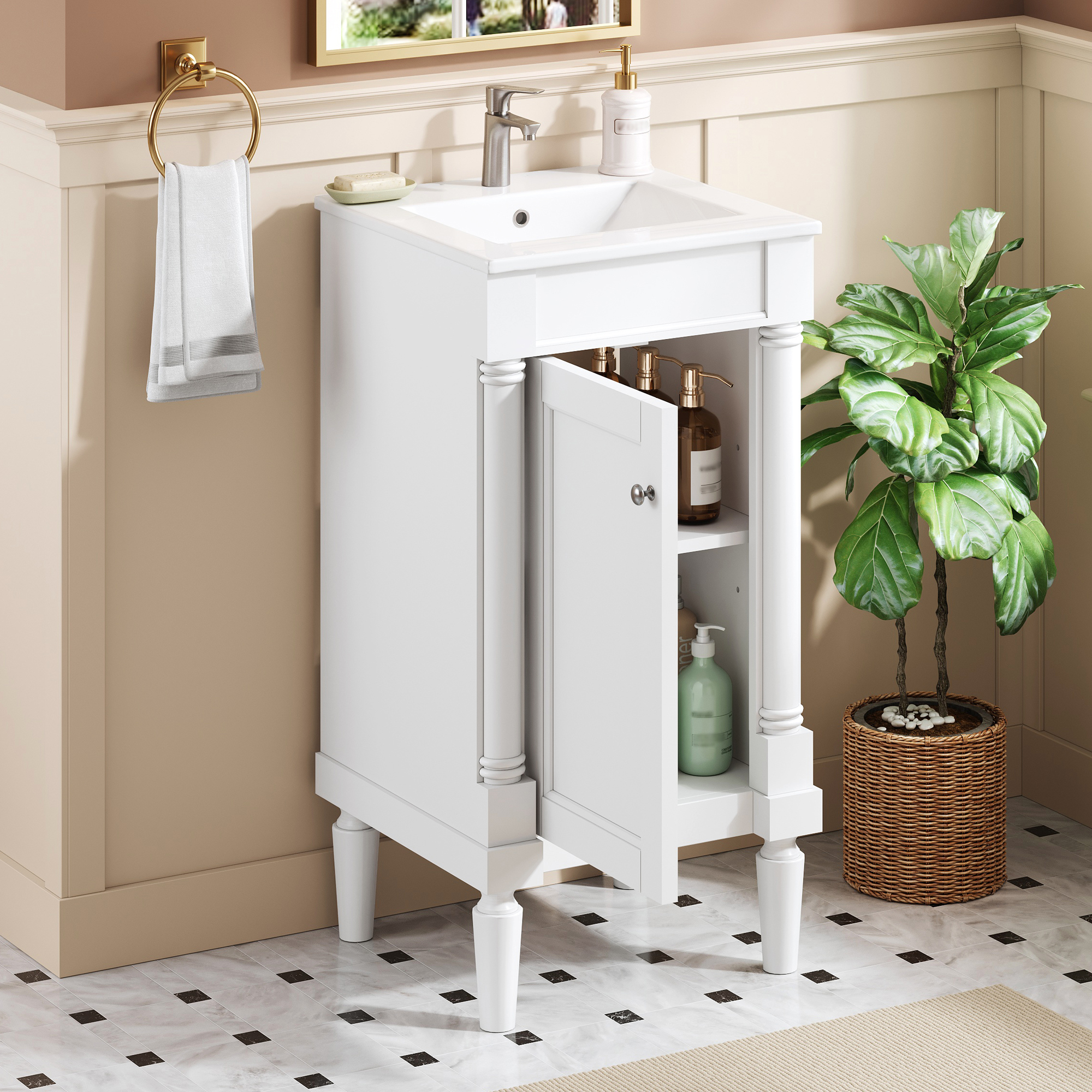French Style Bathroom Cabinet 18inch
