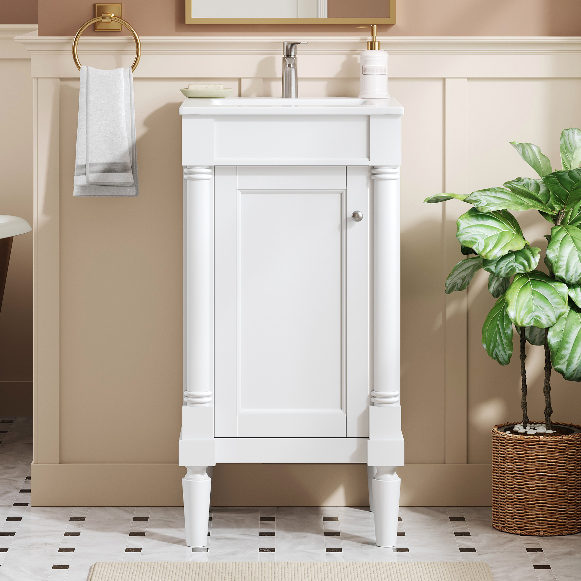 French Style Bathroom Cabinet 18inch