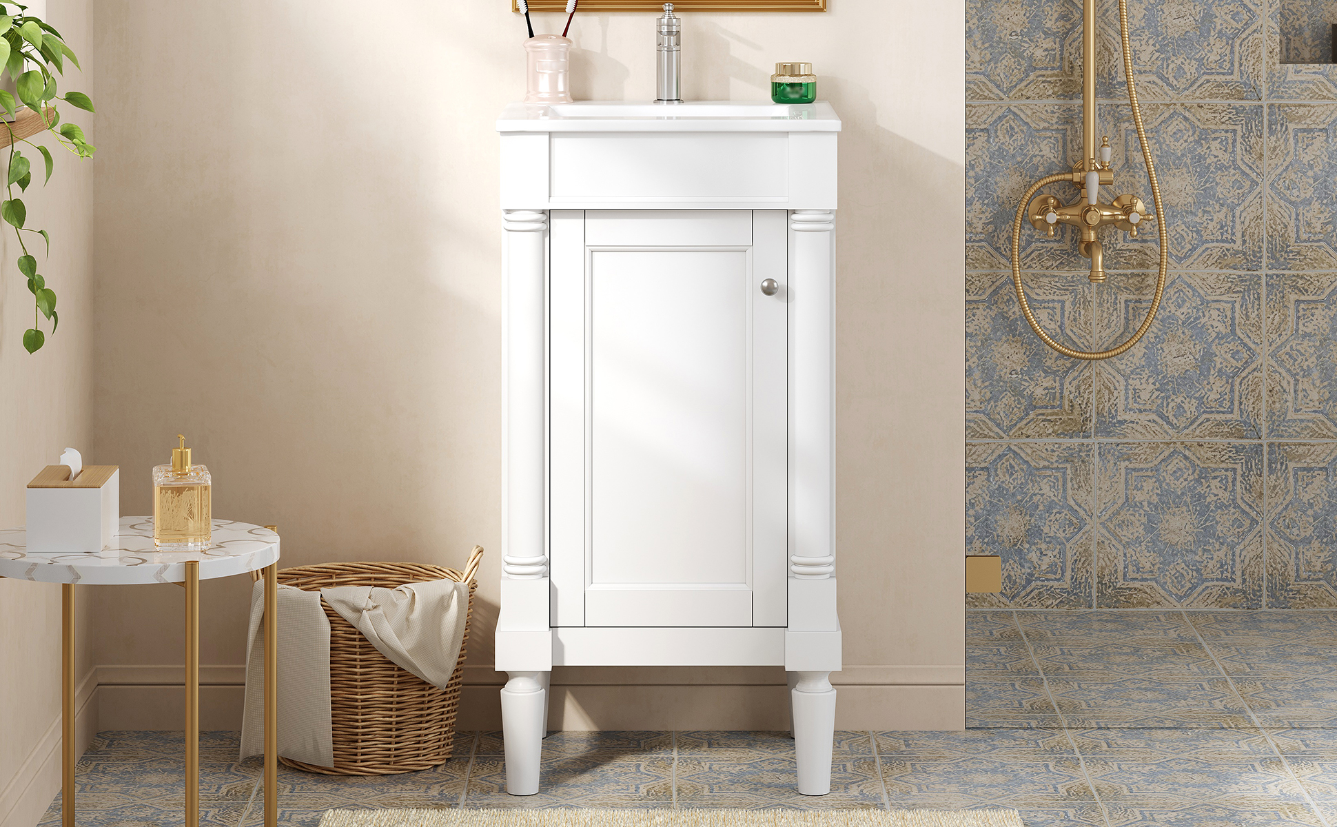 French Style Bathroom Cabinet 18inch