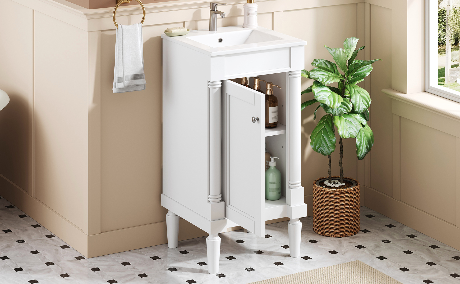 French Style Bathroom Cabinet 18inch