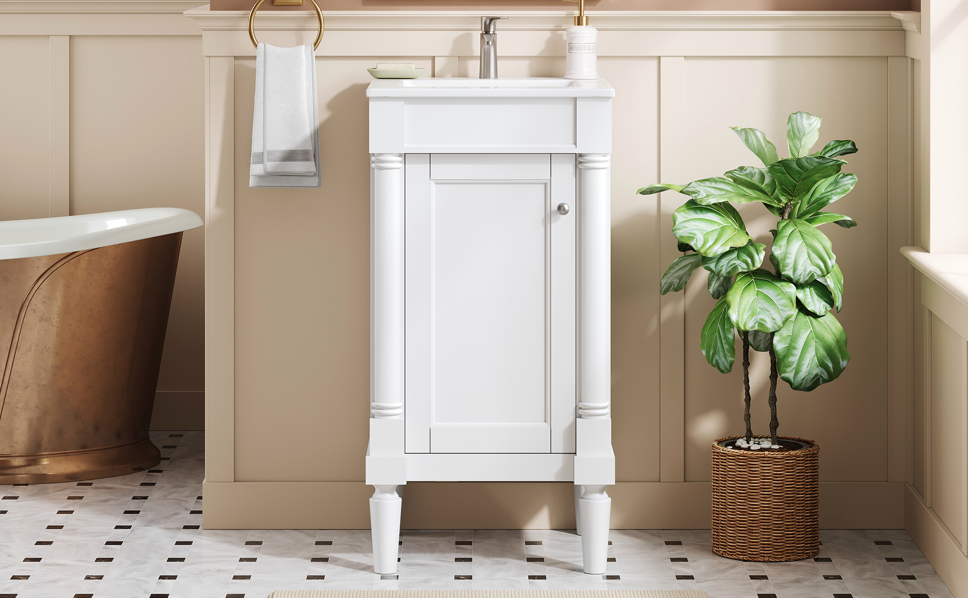 French Style Bathroom Cabinet 18inch