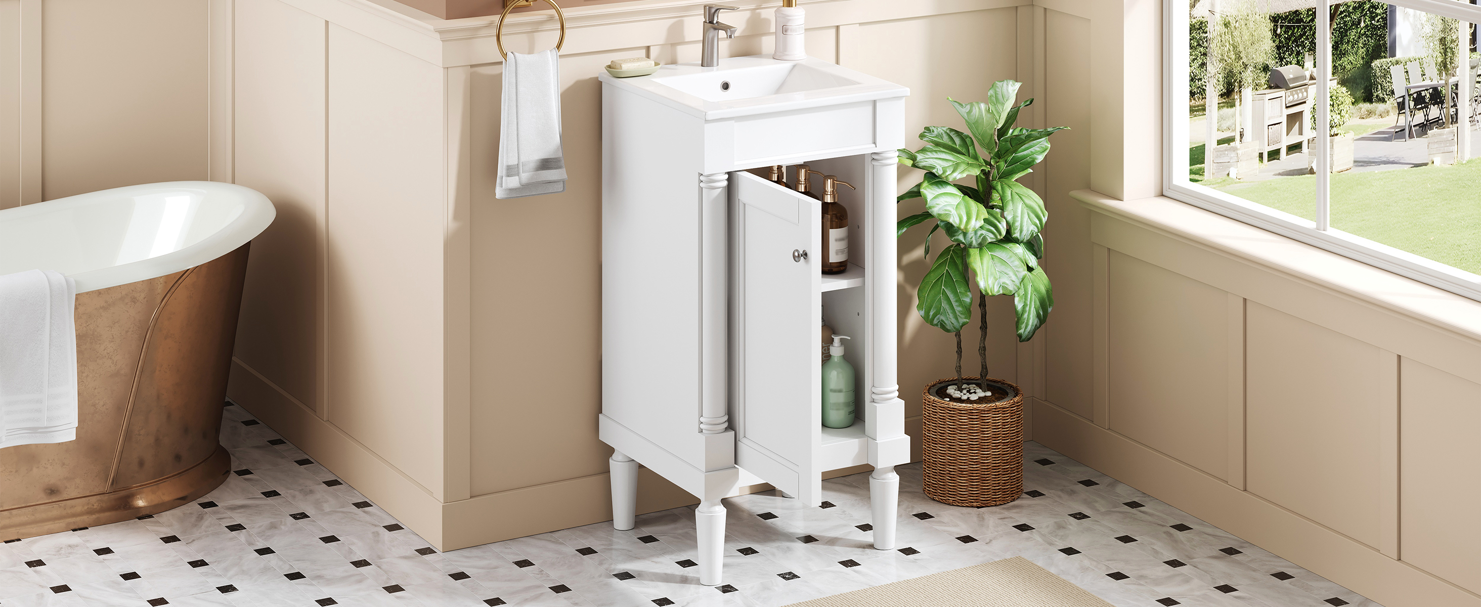 French Style Bathroom Cabinet 18inch