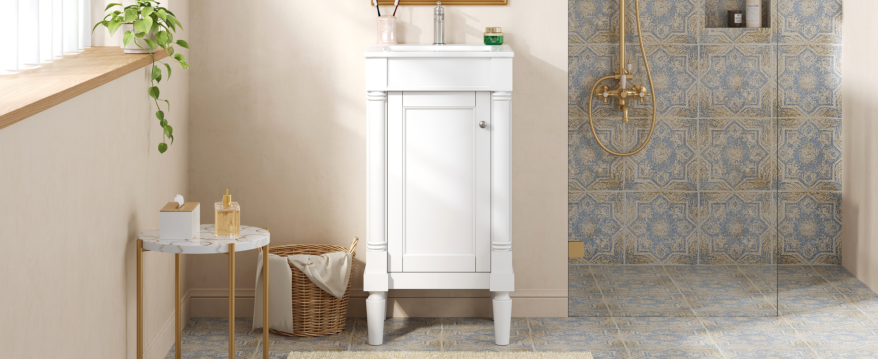 French Style Bathroom Cabinet 18inch