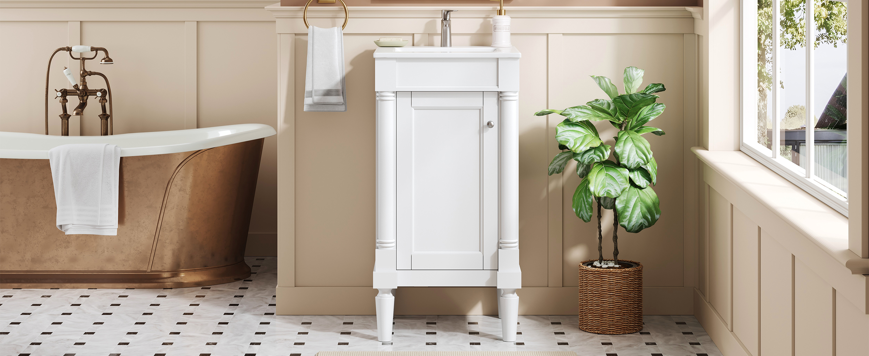 French Style Bathroom Cabinet 18inch
