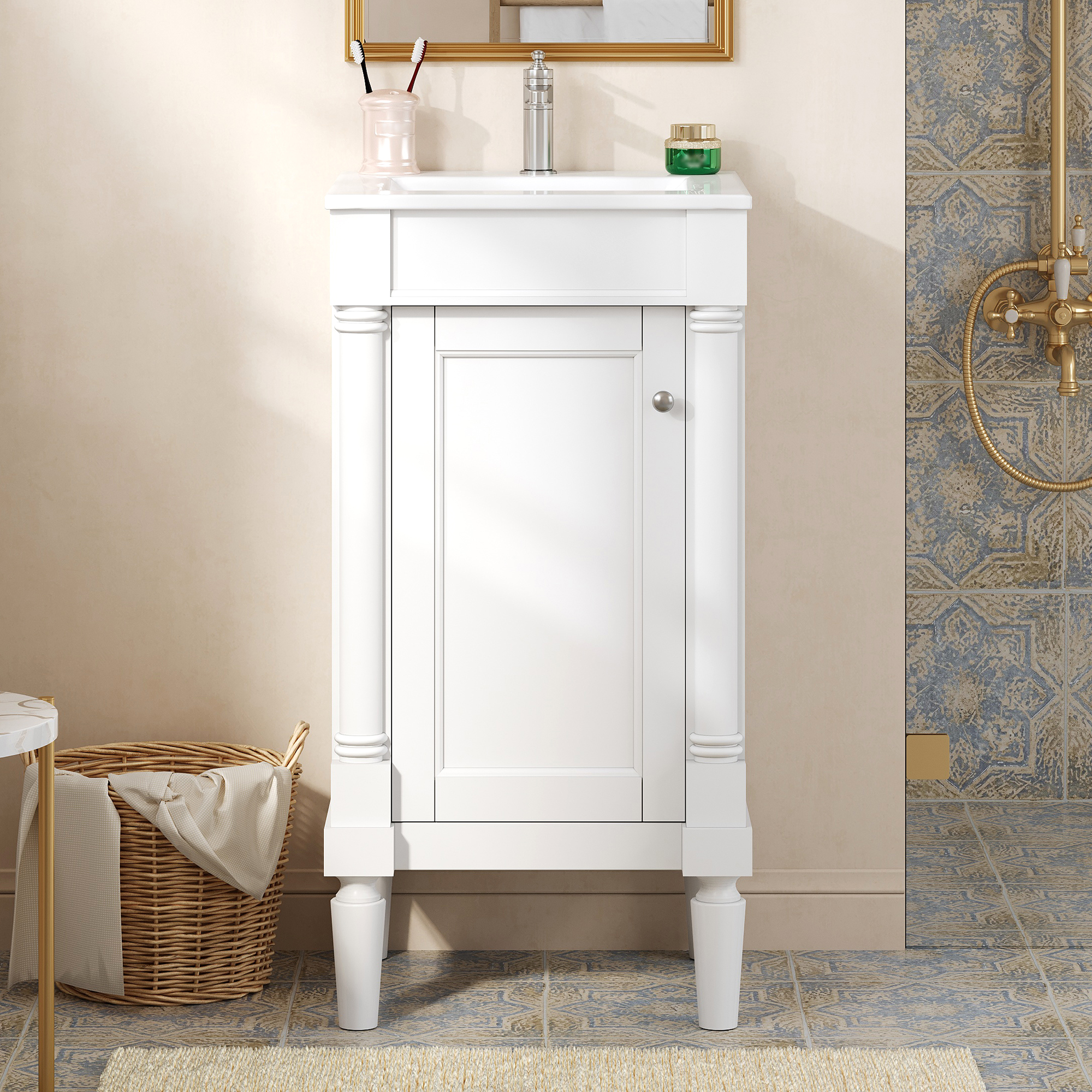 French Style Bathroom Cabinet 18inch