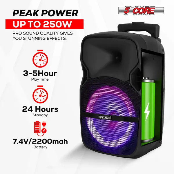 Party Speaker, 5 Core Bluetooth with Disco Lights