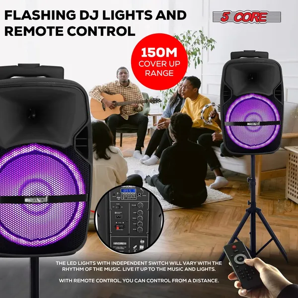 Party Speaker, 5 Core Bluetooth with Disco Lights