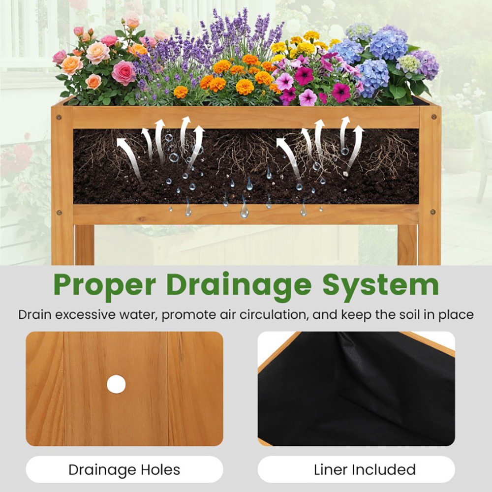 Wood Raised Garden Bed Elevated Planter Box
