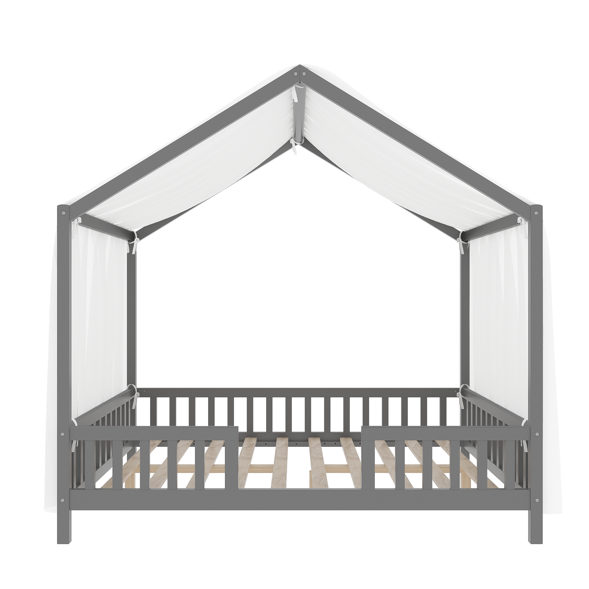 Montessori Floor Bed Canopy Grey