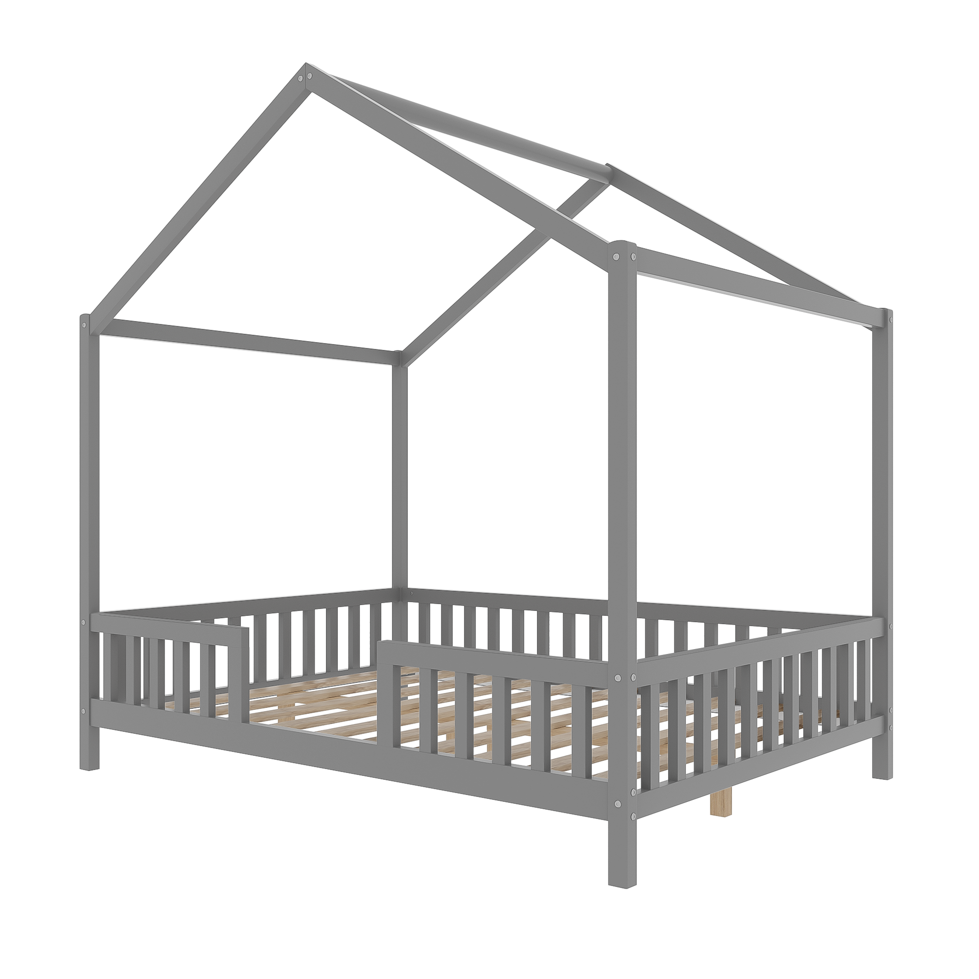 Montessori Floor Bed Canopy Grey