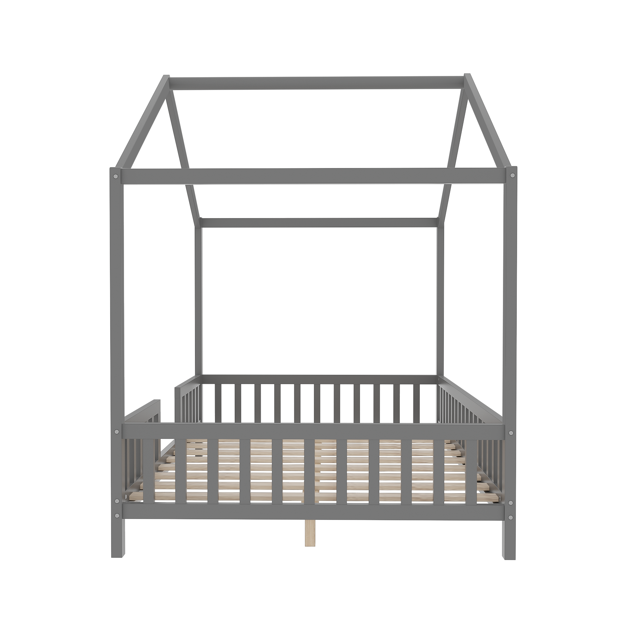 Montessori Floor Bed Canopy Grey