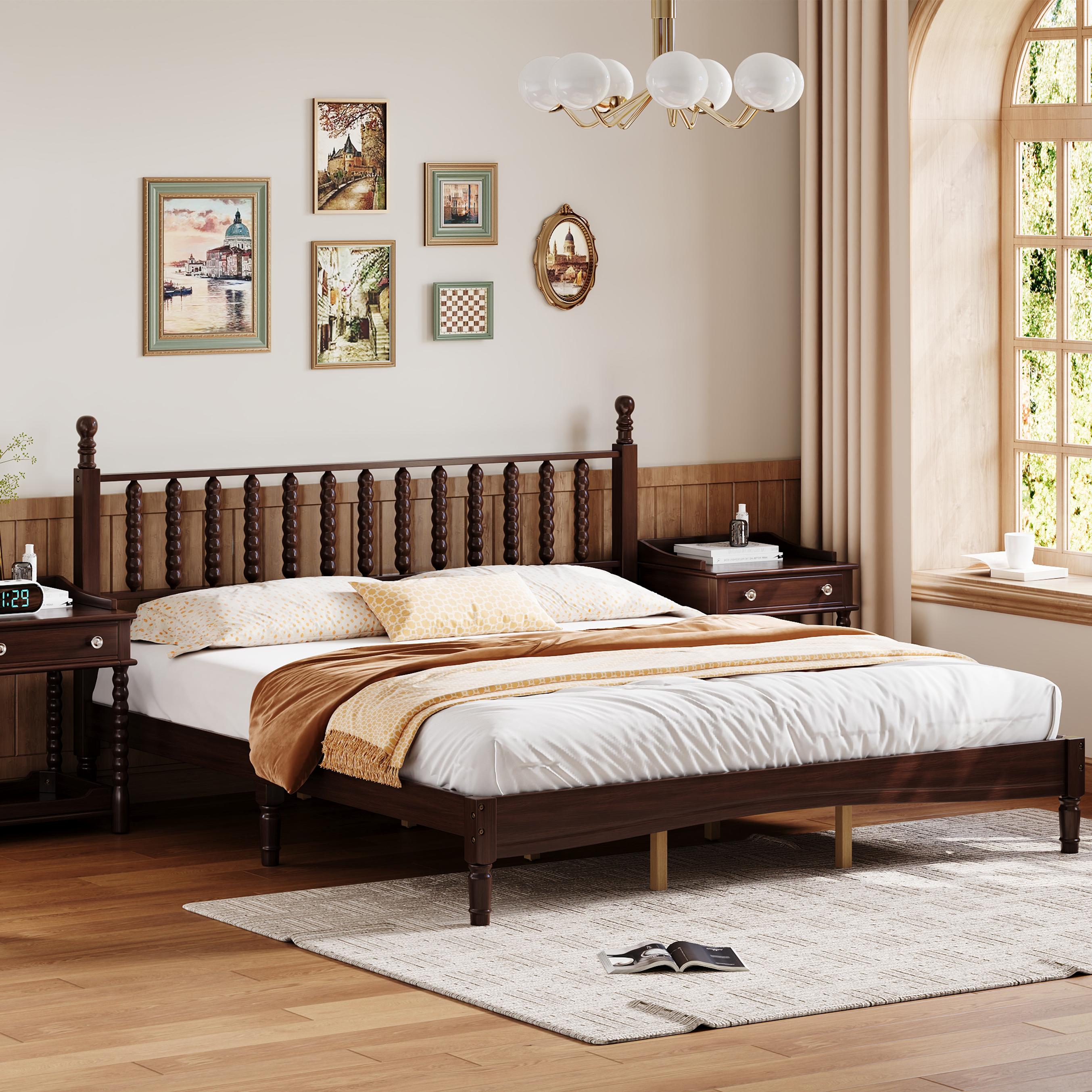 King Wood Platform Bed