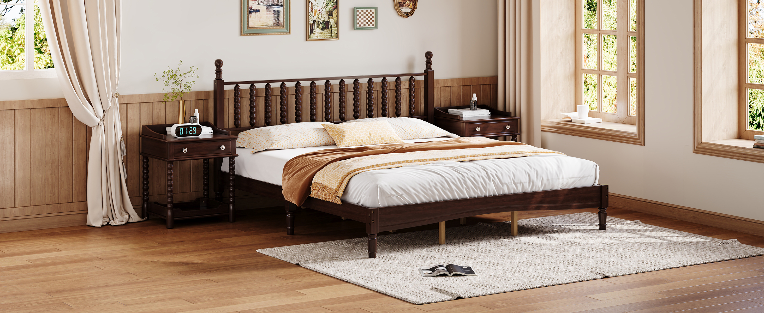 King Wood Platform Bed