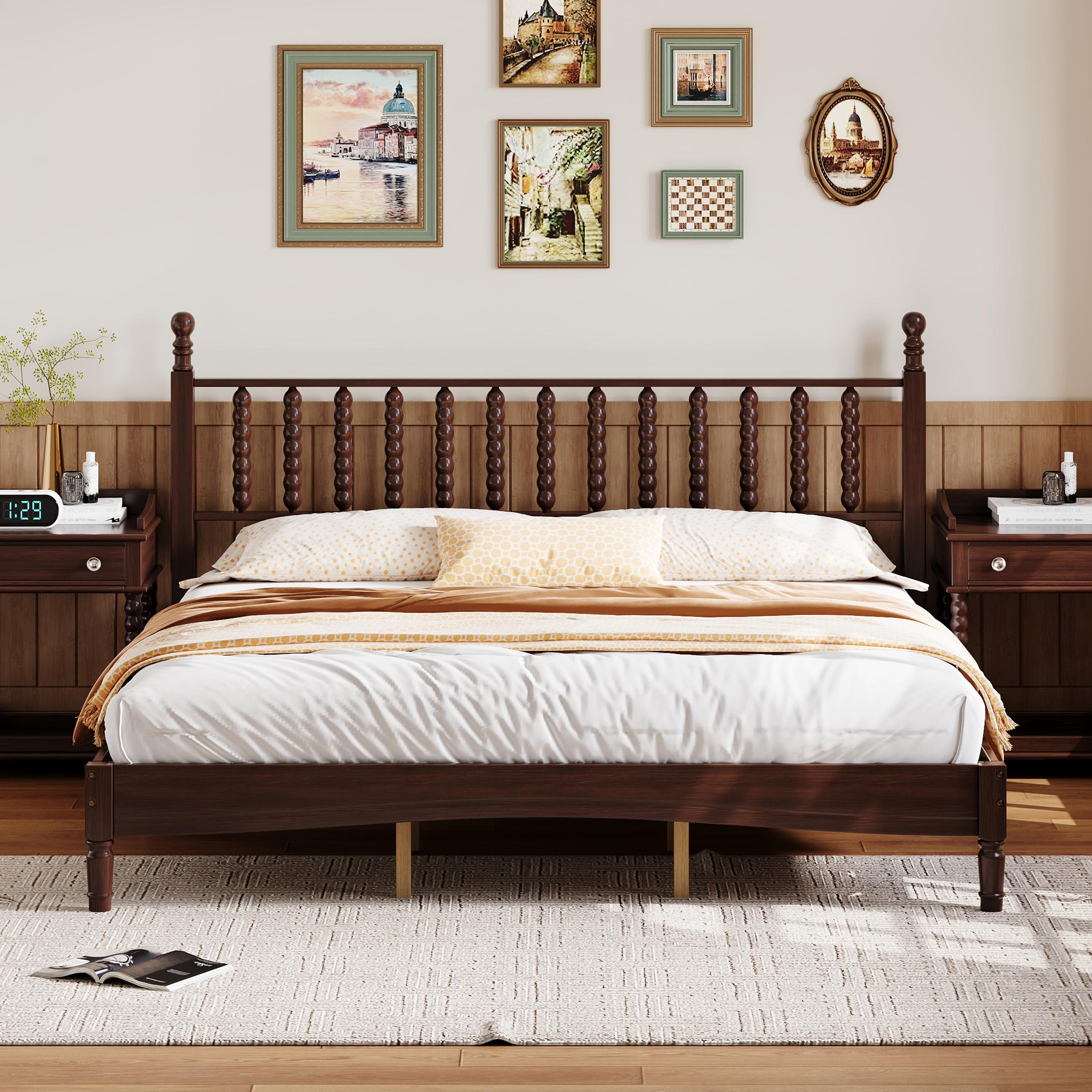 King Wood Platform Bed