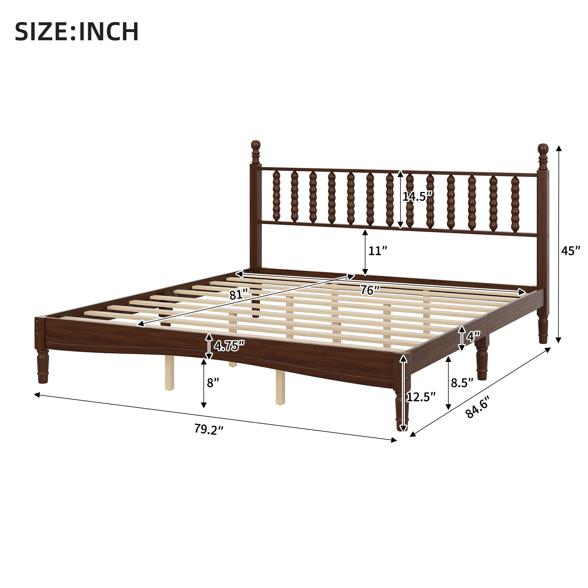 King Wood Platform Bed