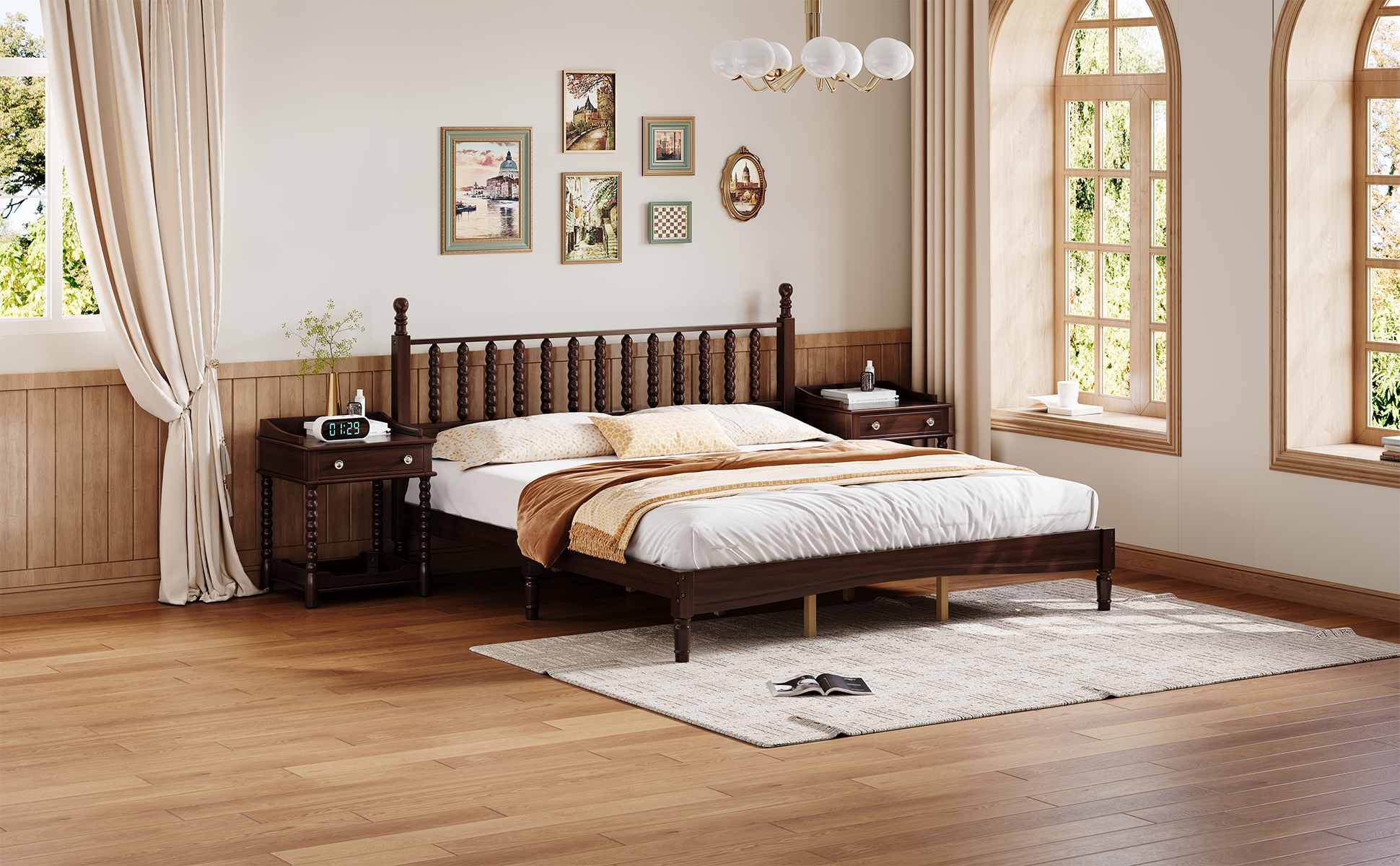 King Wood Platform Bed