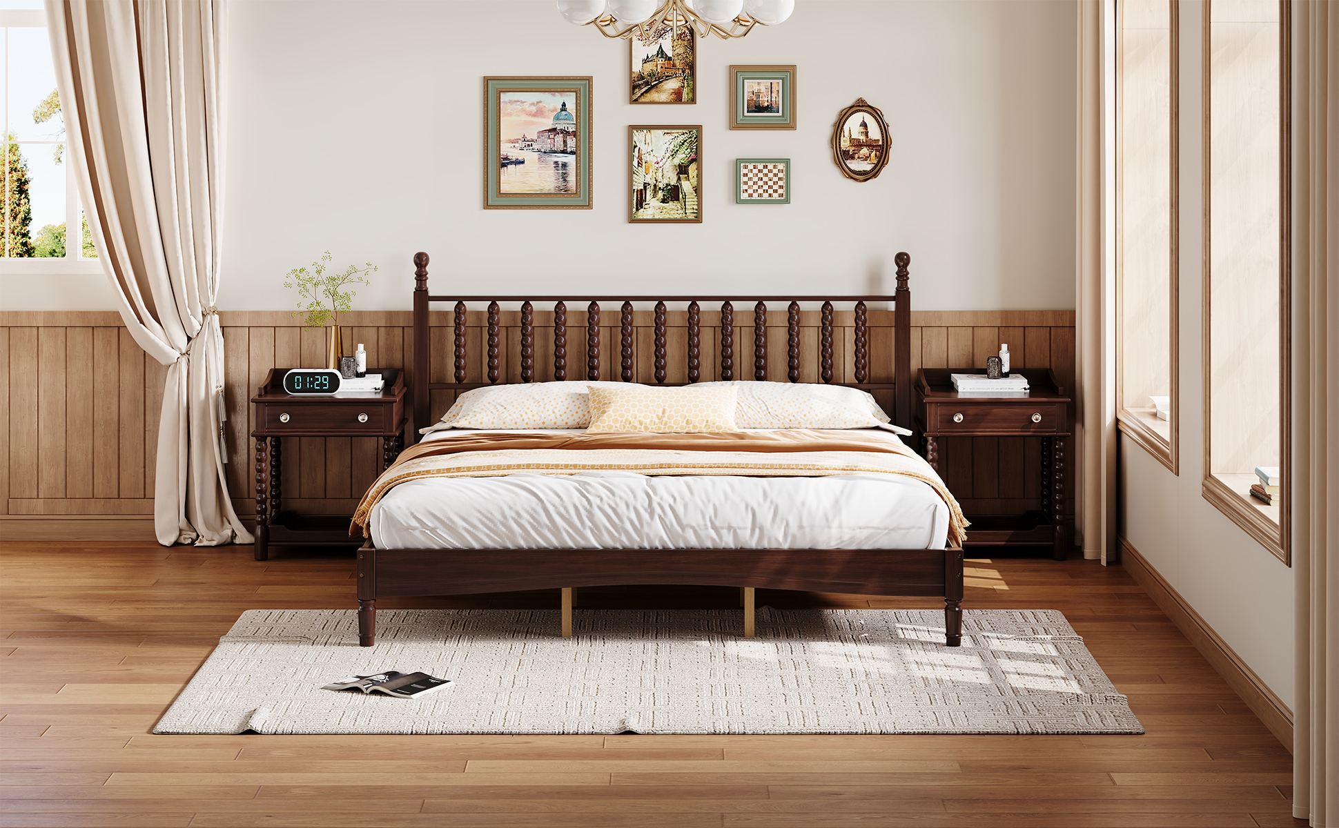 King Wood Platform Bed
