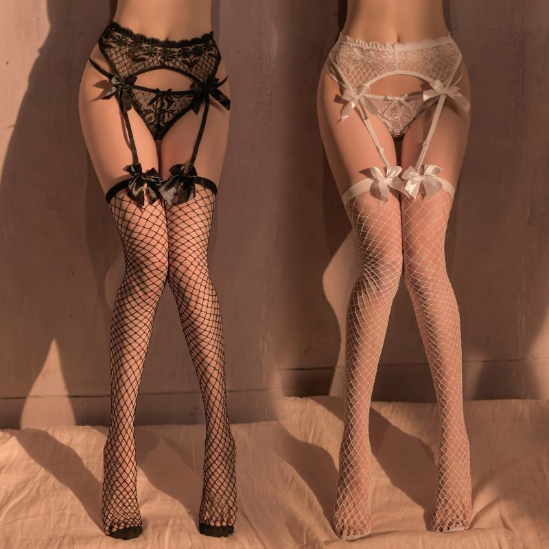 Coquette Lace Garter Belt Fishnet Stockings