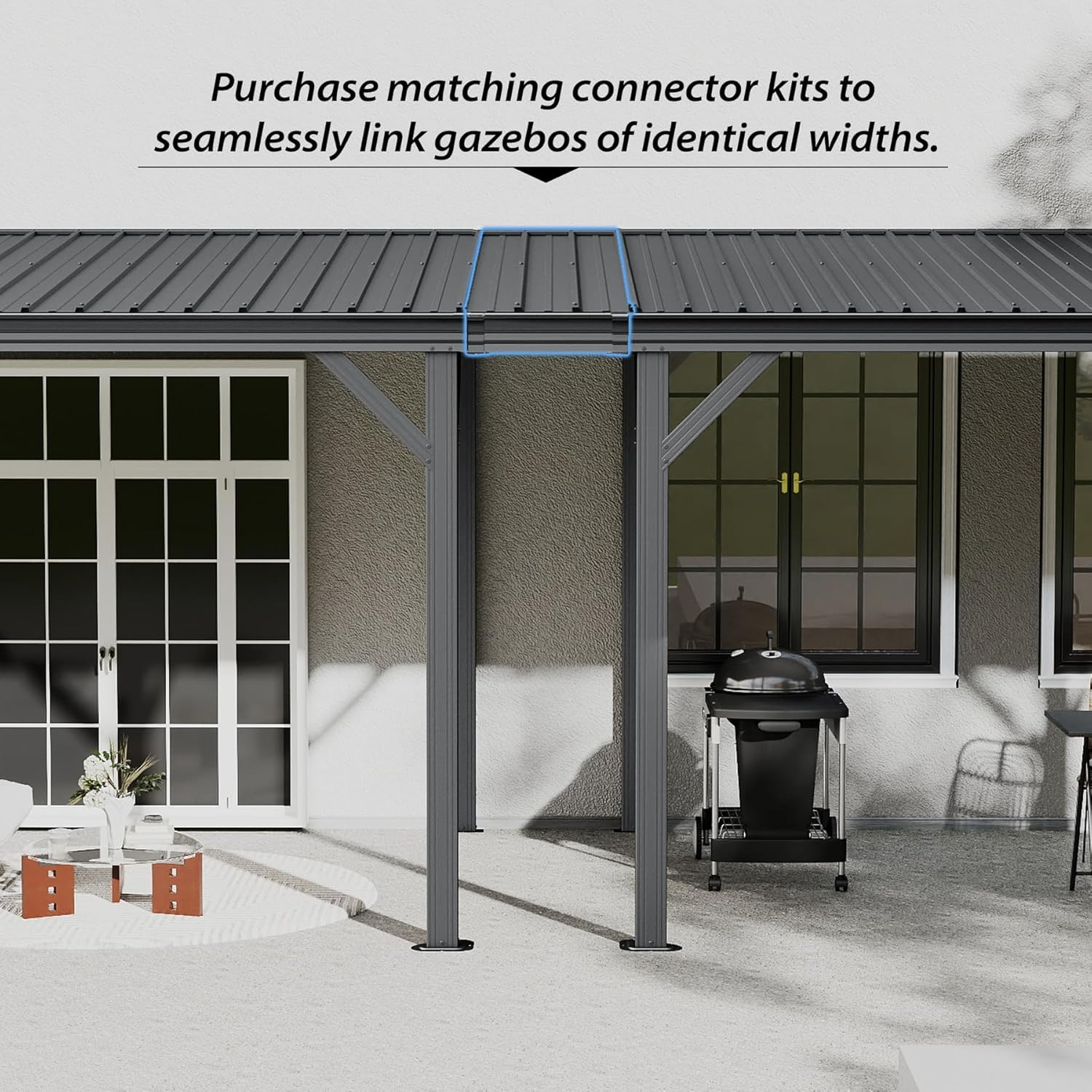 Gazebo, Hardtop Wall Mounted with Galvanized Steel Roof
