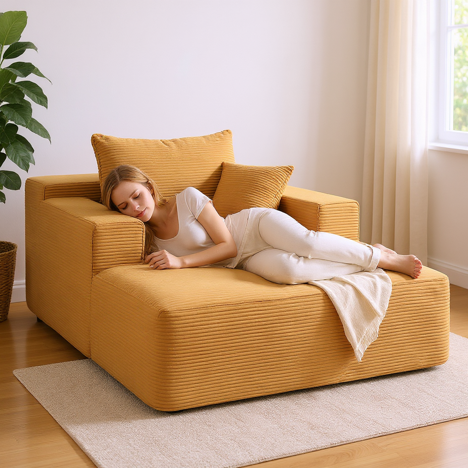 Chaise Lounge Chair Corduroy Sofa