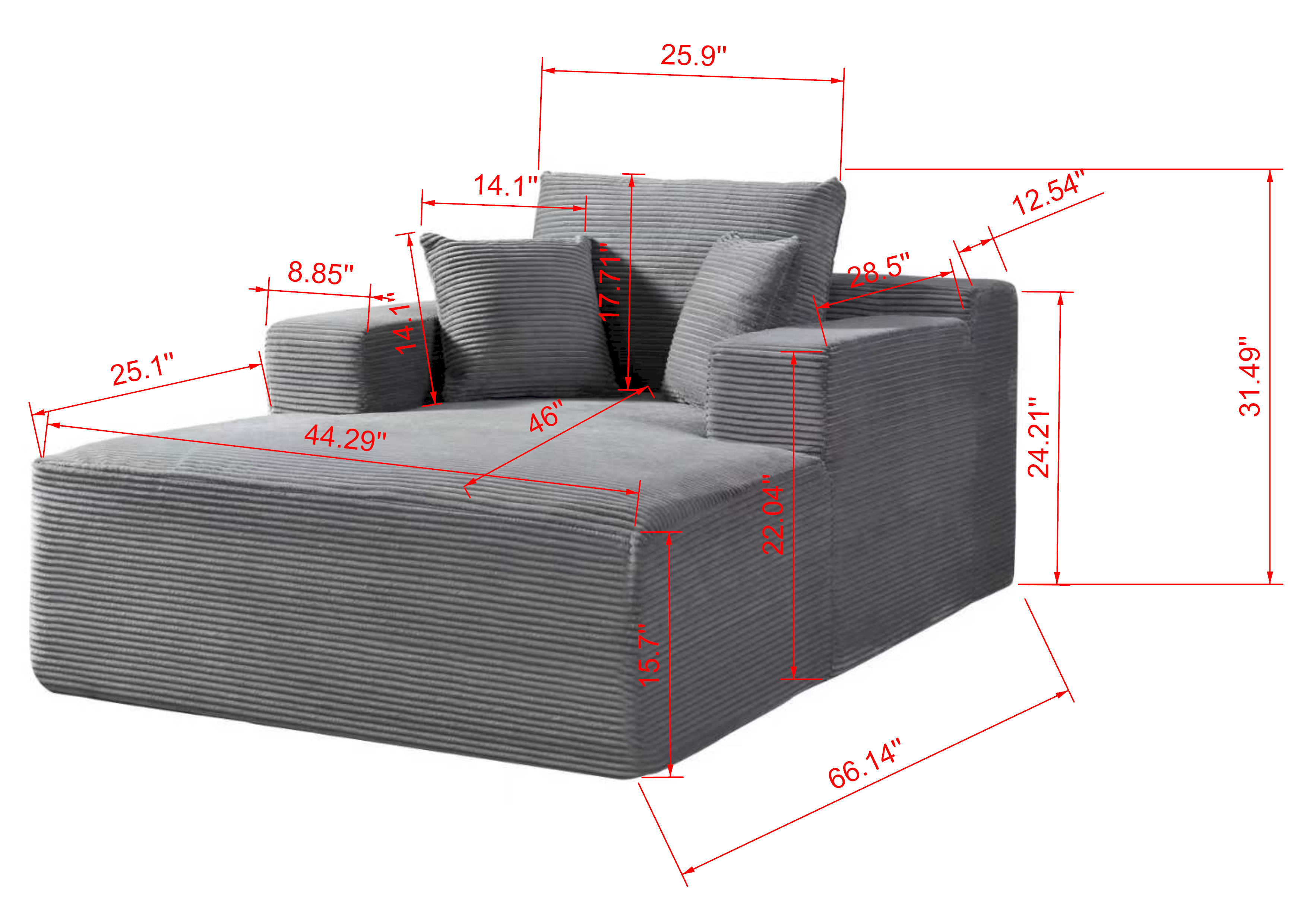 Chaise Lounge Chair Corduroy Sofa