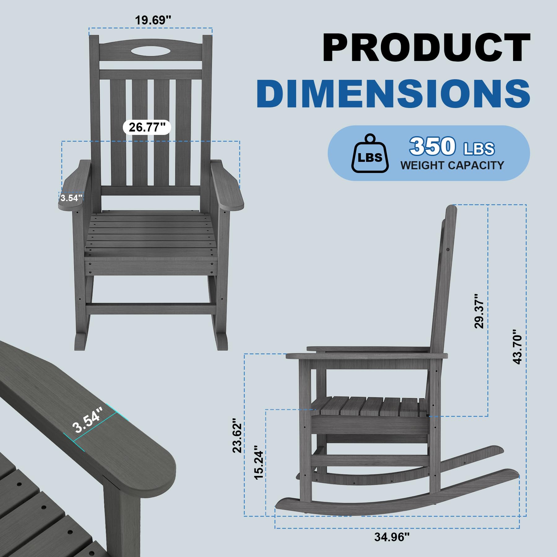 Outdoor Rocking Chair Set Grey