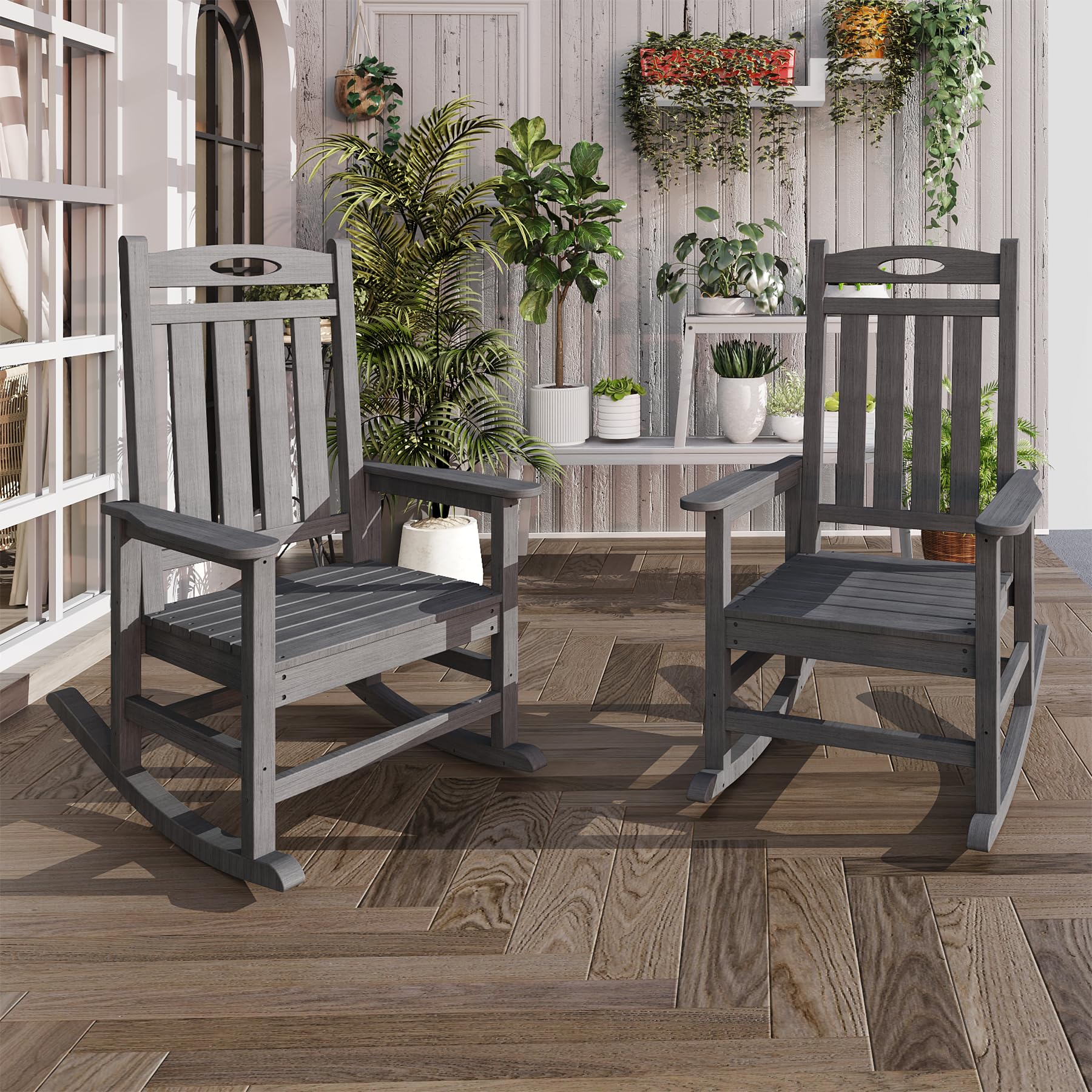Outdoor Rocking Chair Set Grey