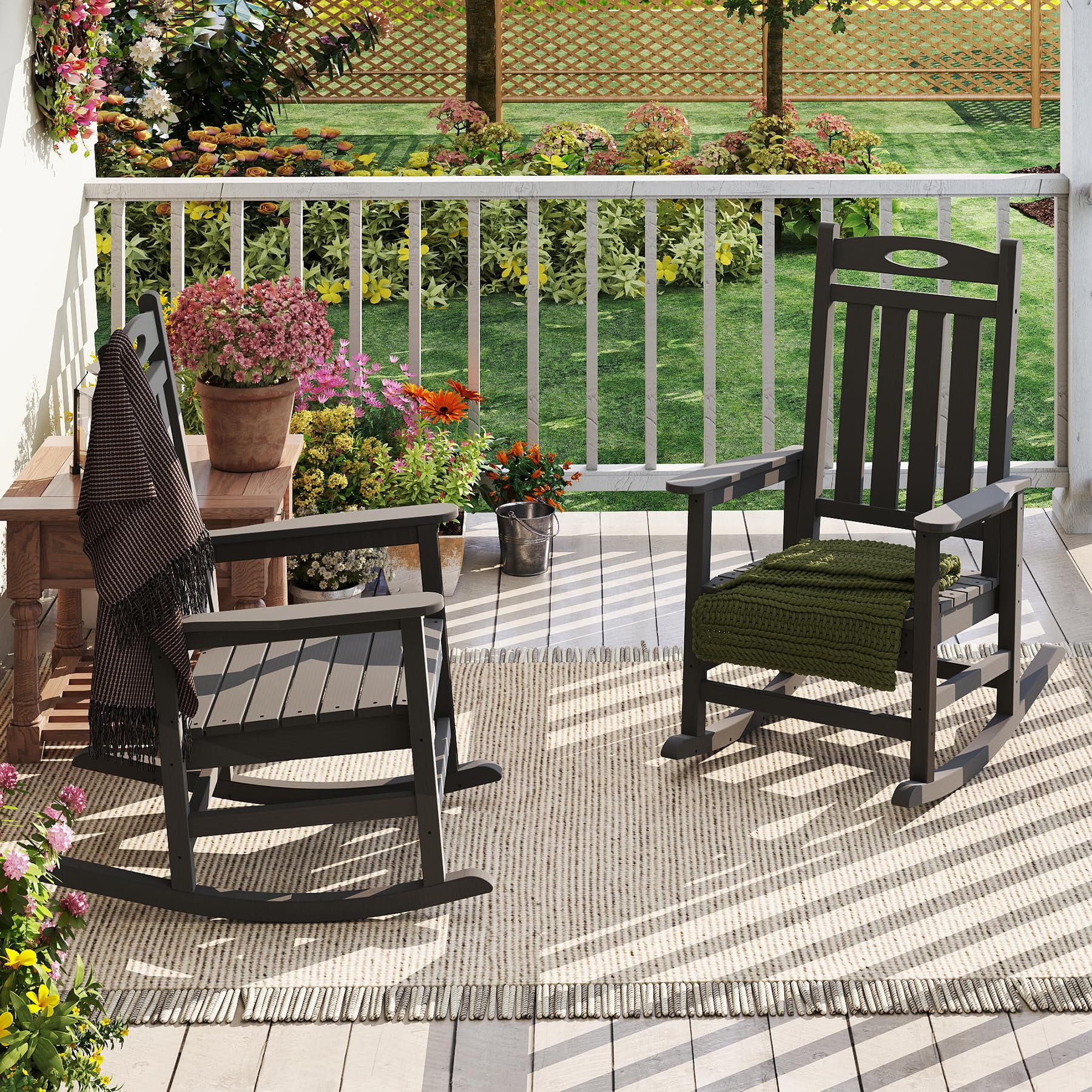 Outdoor Rocking Chair Set Grey