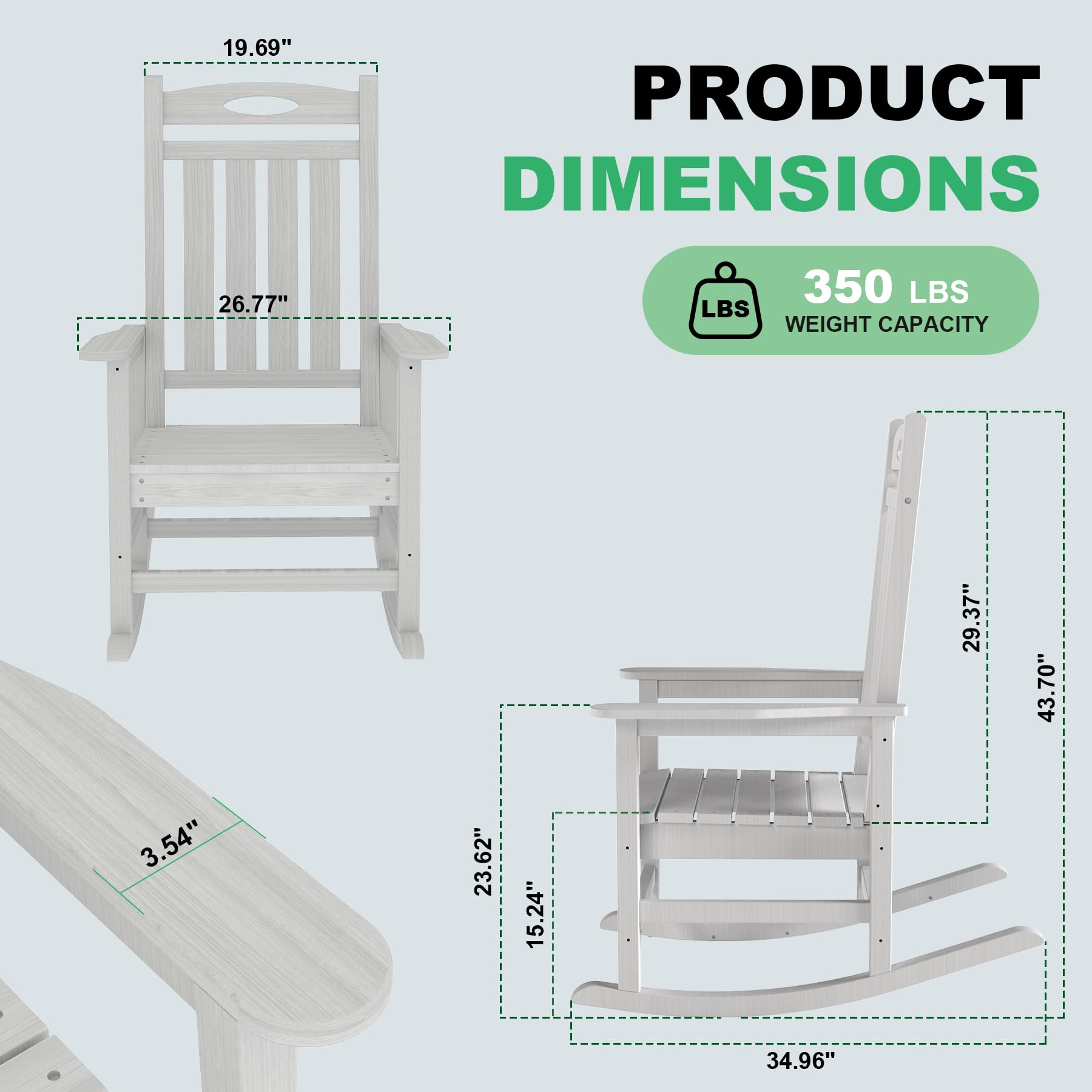Outdoor Rocking Chair Set White