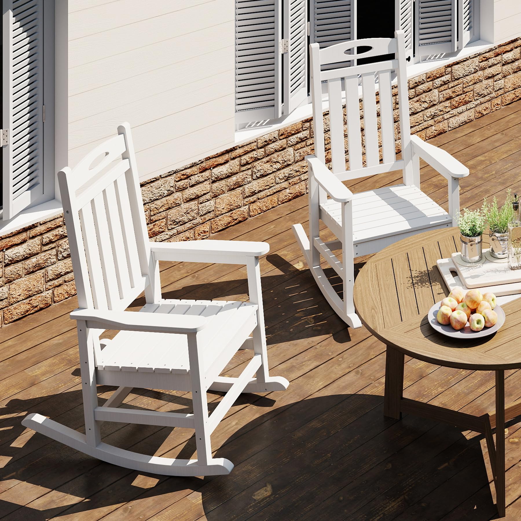Outdoor Rocking Chair Set White