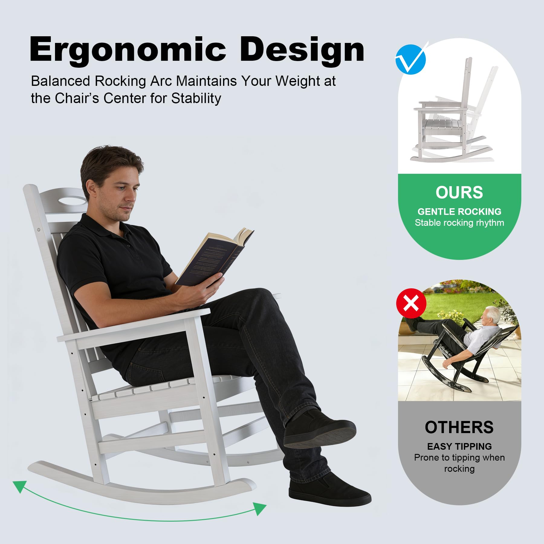 Outdoor Rocking Chair Set White