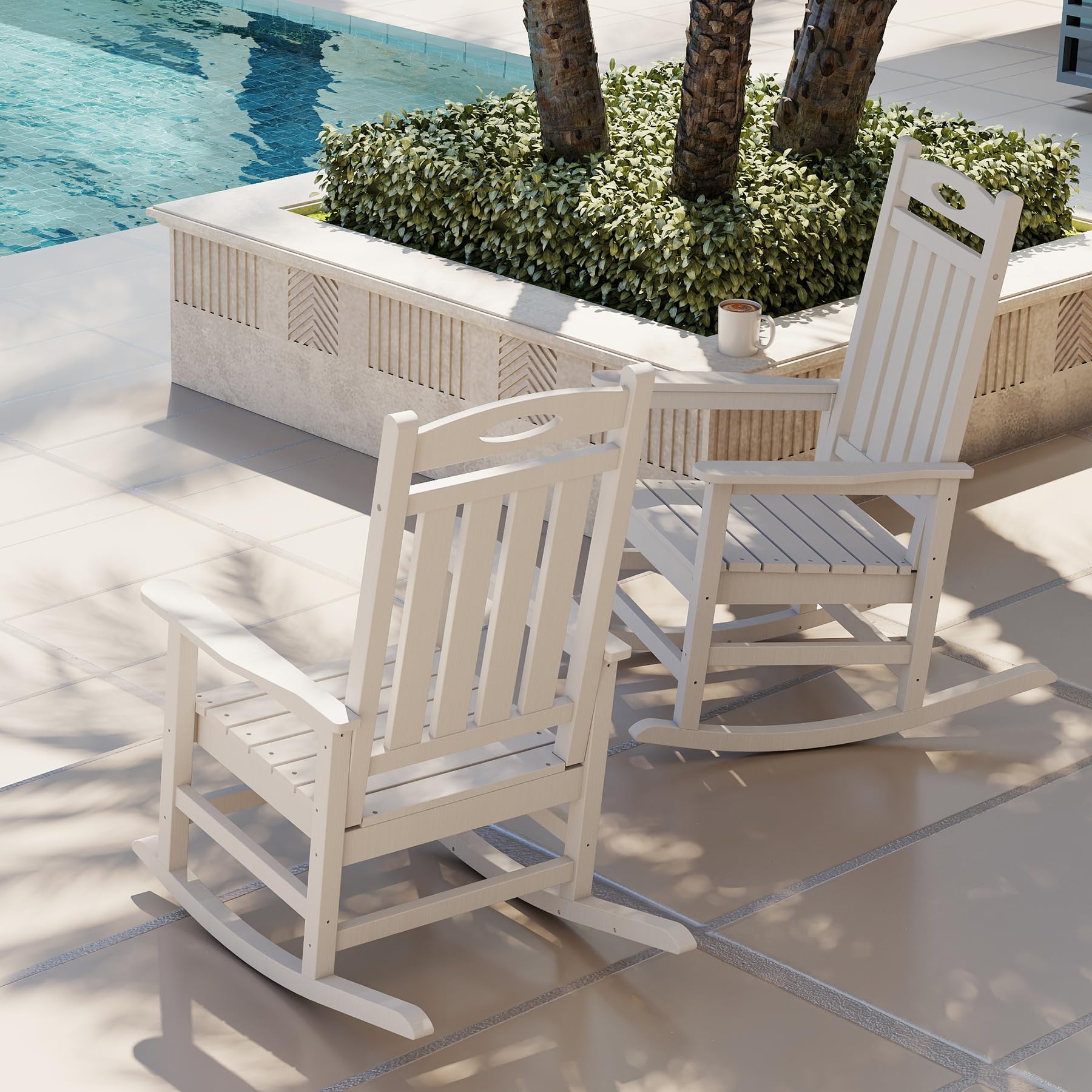 Outdoor Rocking Chair Set White