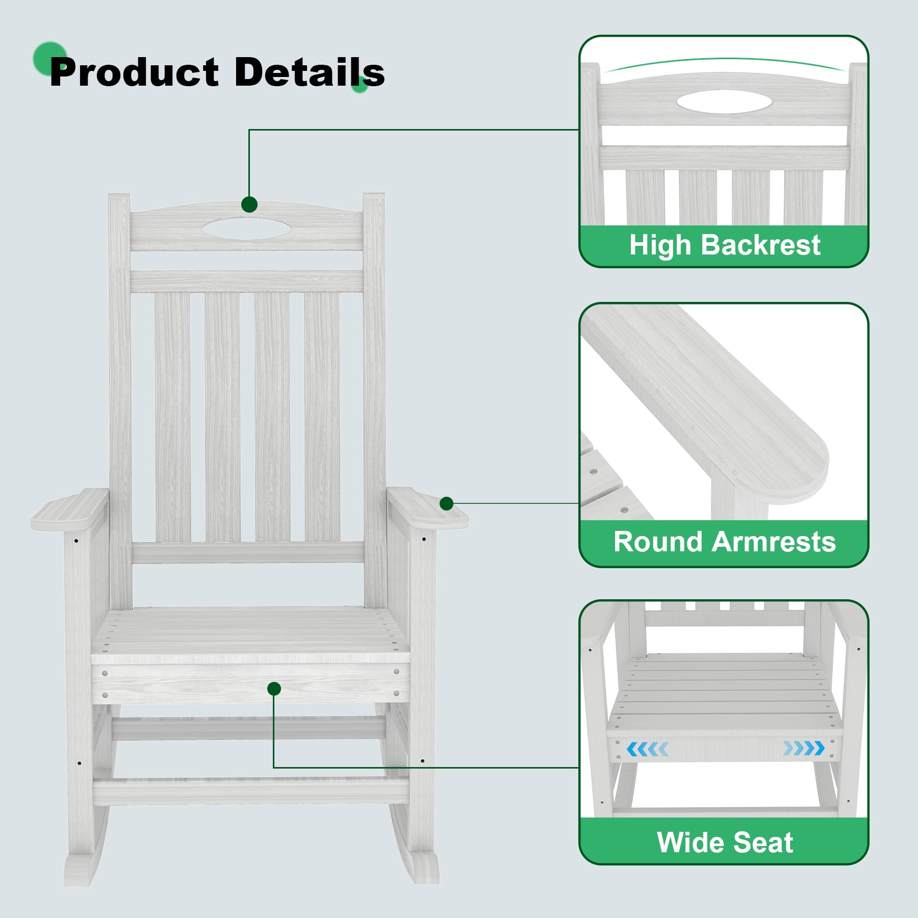 Outdoor Rocking Chair Set White