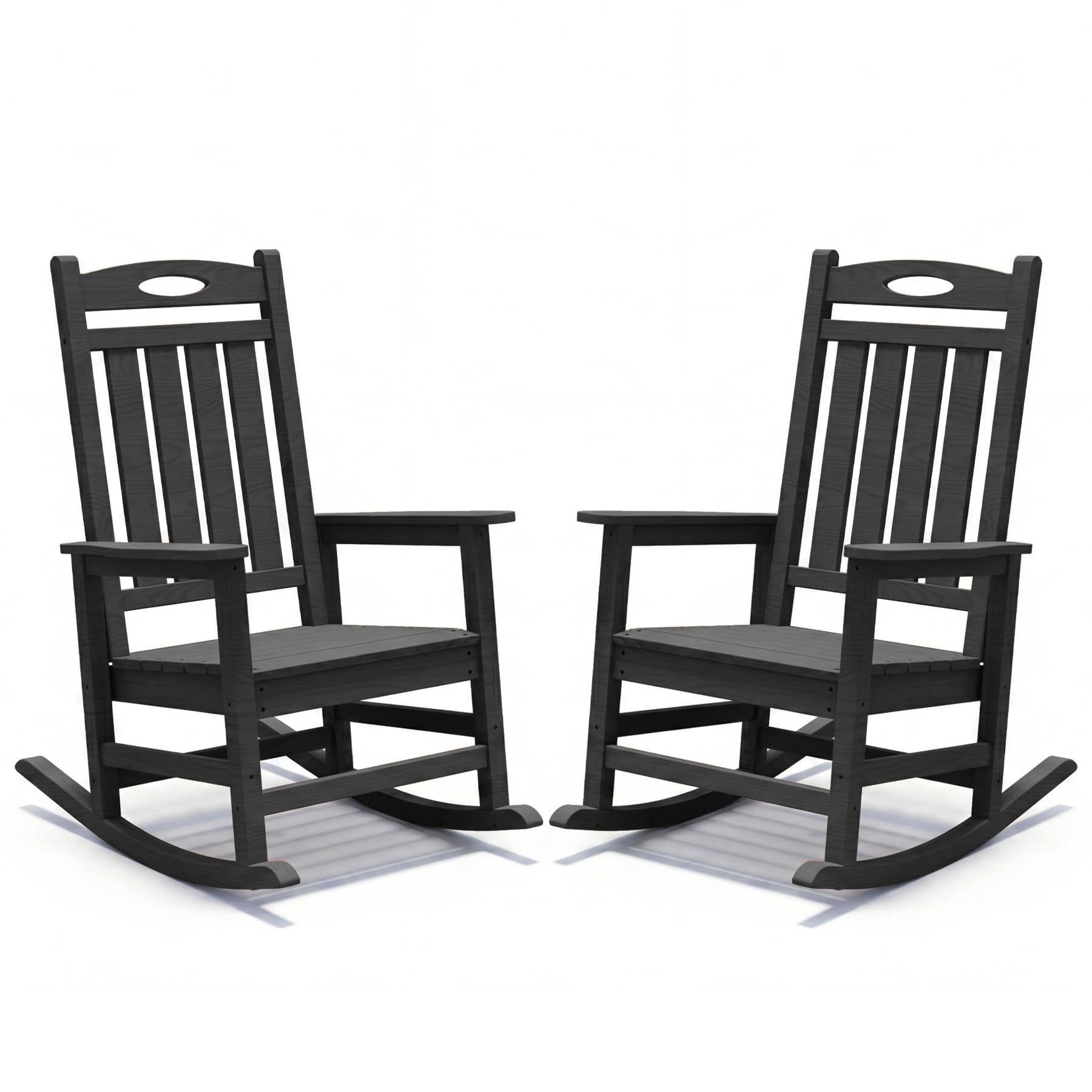 Outdoor Rocking Chair Set Black