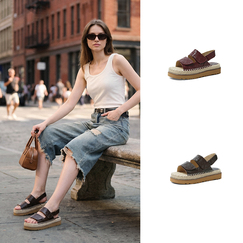 Sheepskin Espadrille Platform Sandals