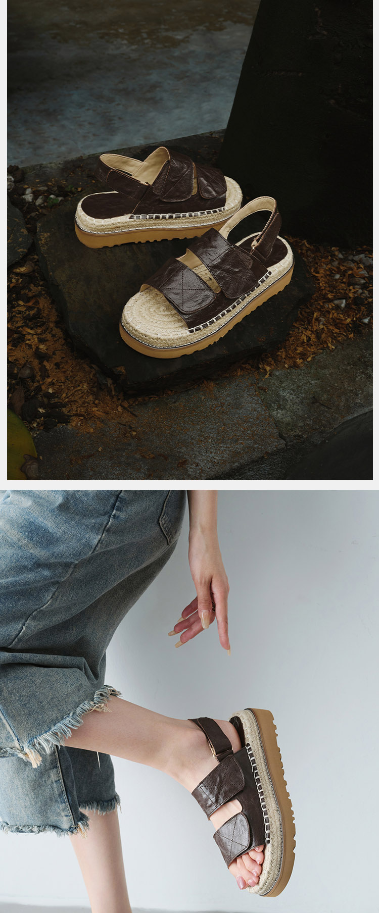 Sheepskin Espadrille Platform Sandals