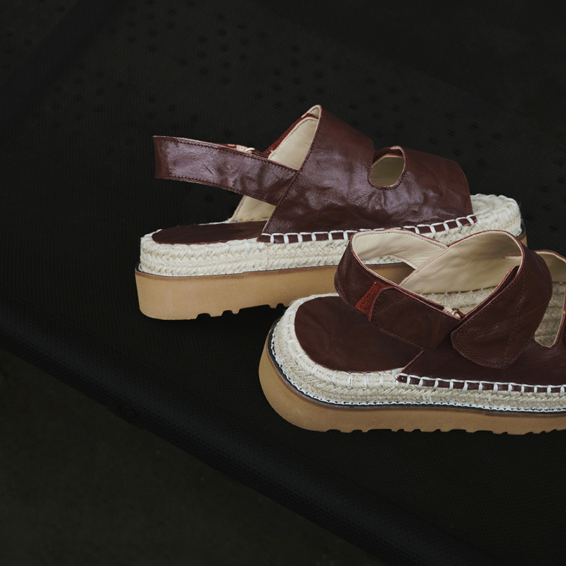 Sheepskin Espadrille Platform Sandals