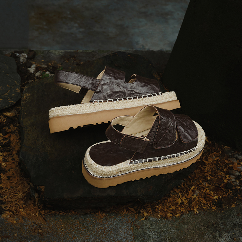 Sheepskin Espadrille Platform Sandals