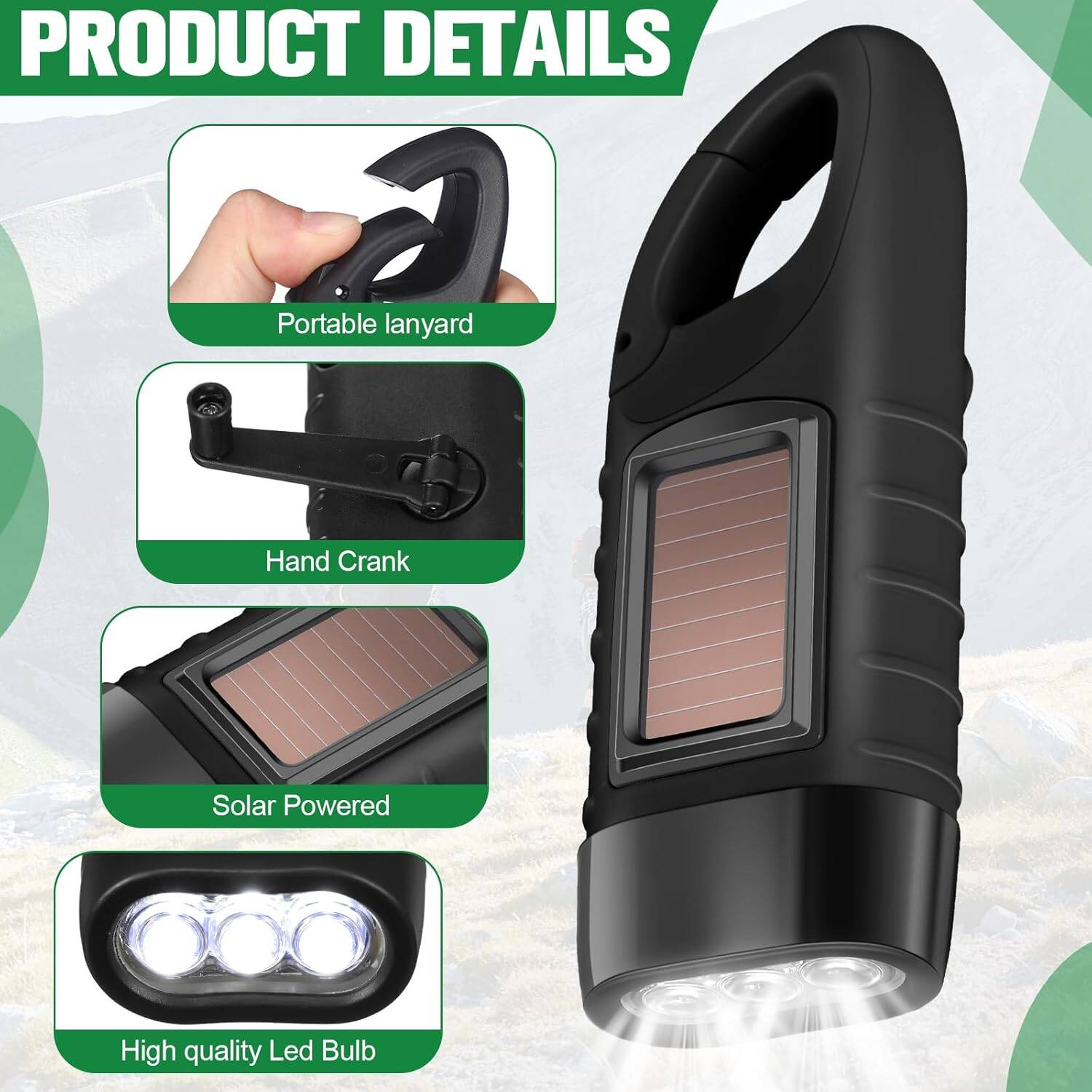 Solar Hand Crank Torch Set